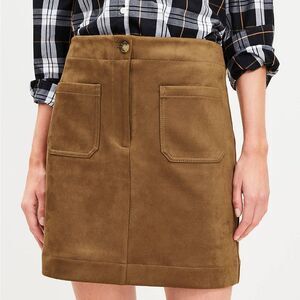 LOFT Faux Suede Patch Pocket Mini Skirt SIZE 2 tan